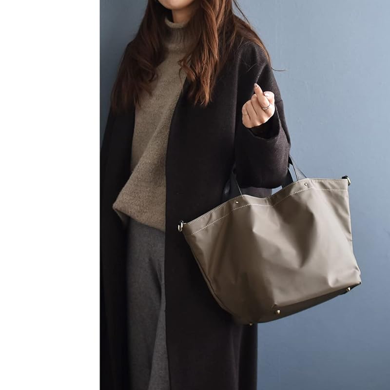 [VITAFELICE] Vita Felice Genuine Leather Handle 2way Nylon Tote Bag Ladies Vin1b-18r004p (gray Beige)