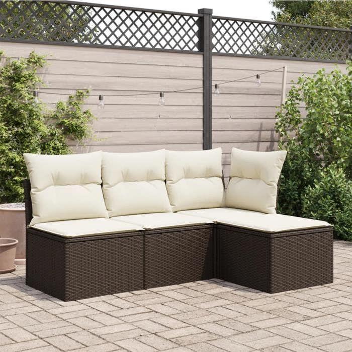 VidaXL Tabouret de Jardin avec Coussin, Siège avec Housse, Meuble de Patio Balcon Terrasse Arrière-cour Extérieur, Brun 366206