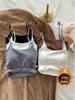 Women's Pleated Camisole Top with Chest Pads - Brushed and Thickened for Autumn/Winter, Perfect As a Base Layer!