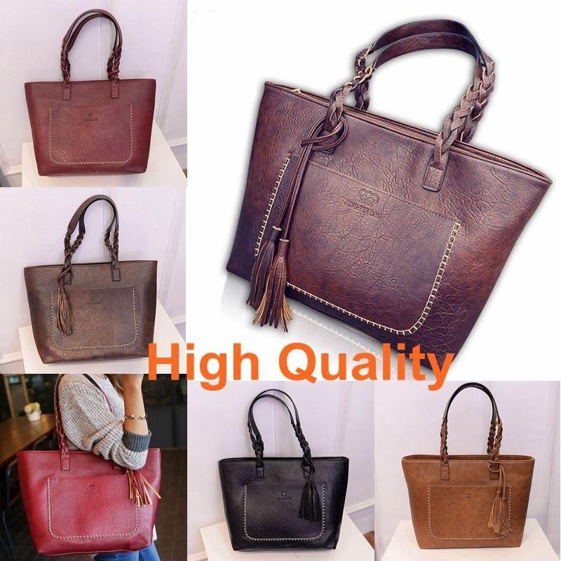 Buy Women Vintage Bags Retro PU Leather Handbags Tassel Casual Toto Bag