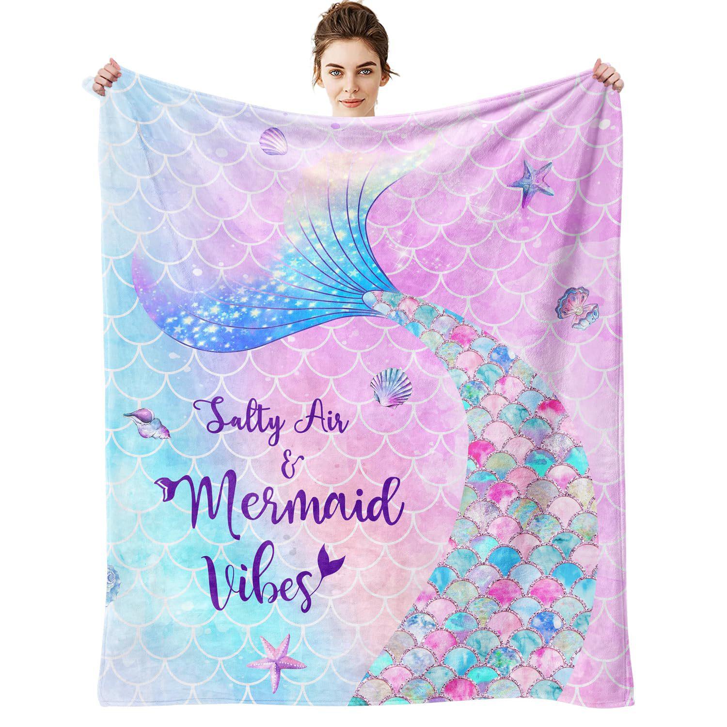 

Colorful gradient mermaid tail Printed Blanket for Sofa Bed Travel Camping Living Room Office Conditioning Blanket 75x90cm