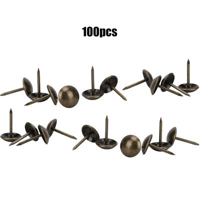 100Pcs Upholstery Nail Antique Brass Iron Furniture Decorative Drawing Pin Accessories 11x17mm