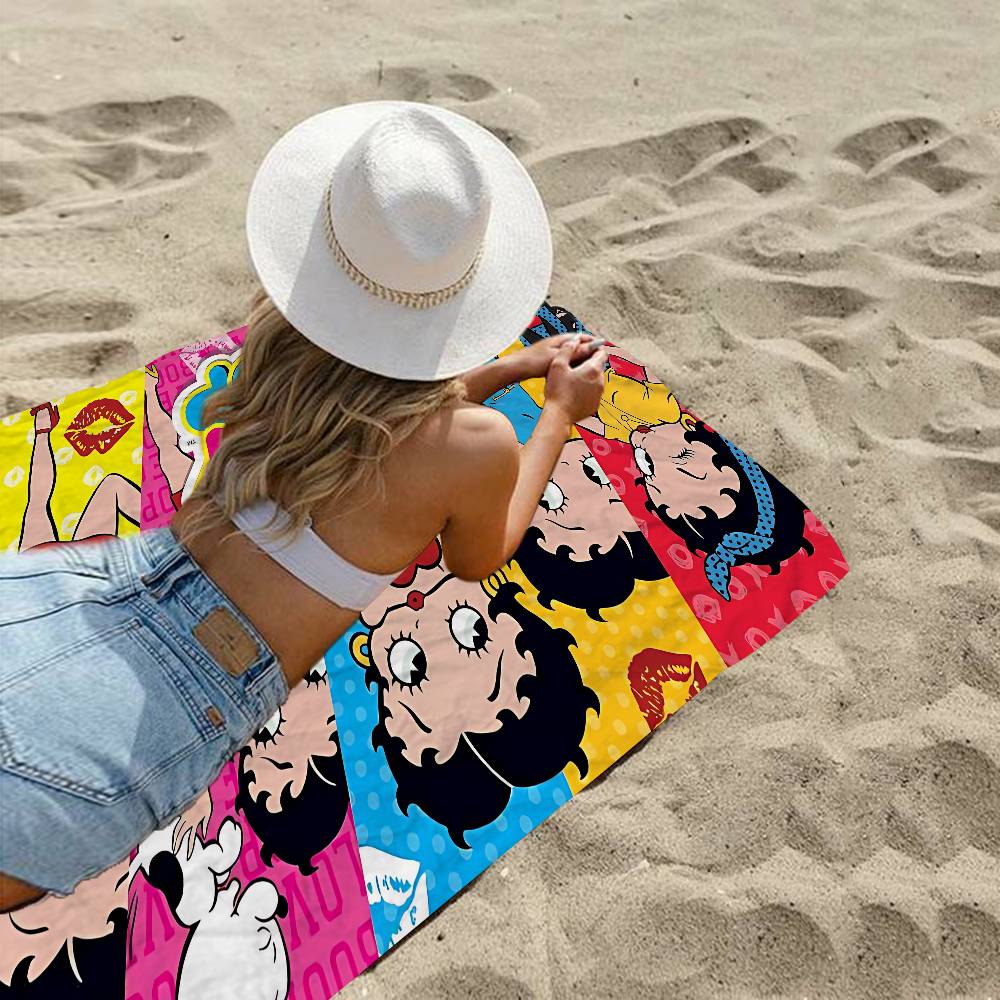 Cute B-BettyS Boop Microfiber Blanket Quick Drying Beach Towels Oversized Printing Super Absorbent Pool Towel Blanket
