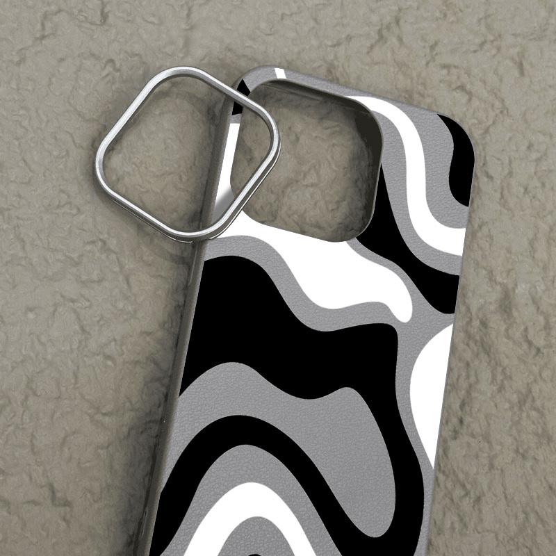 Luxus-Ledertextur Bunte Wellenstreifenmuster-Telefonhülle für iPhone 16 15 Pro 14 Plus 13 12 11 Pro Max Xs Xr 8 7 6 Plus Weiche Tpu Slim Cover