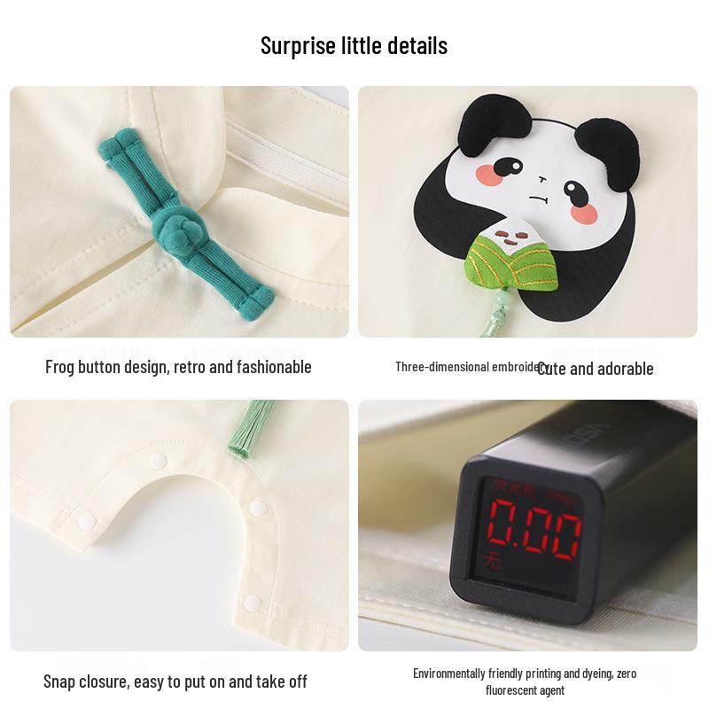 Clearance Panda Short-Sleeve Romper for Baby Boys and Girls - Chinese Style Summer Crawling Suit