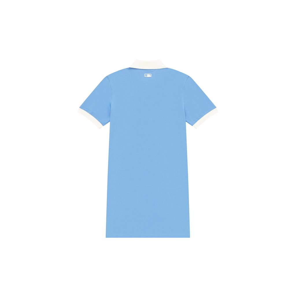 New MLB Base Logo Short Sleeved Dresses Women's Blue 3FOPB0343-07BLL