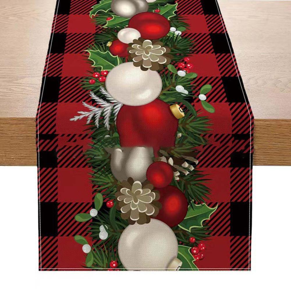 Christmas Table Runner Linen Holiday Decor Creative Halloween Thanksgiving Tablecloth Festive Atmosphere