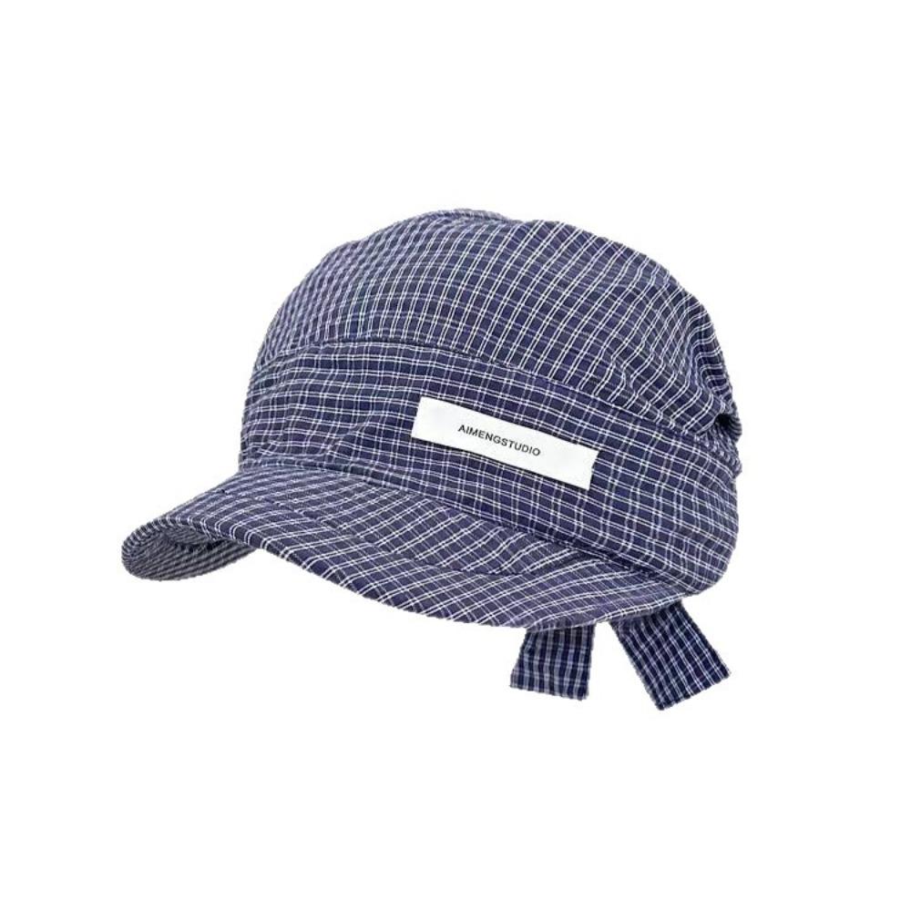 Plaid Headscarf Baseball Hat Lace Strappy Bandana Cap Casual Sunscreen Headscarf Hat  Summer