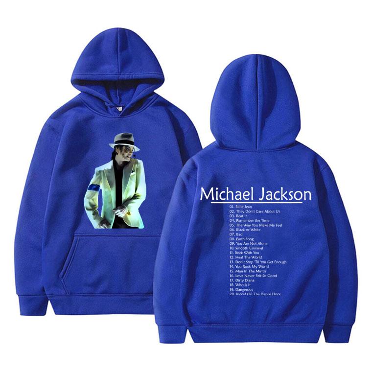 Vintage Michael Jackson Double Sided Print Hoodie Men Women Hip Hop Punk Rock Sweatshirt Men's Fleece Casual Oversized Hoodies