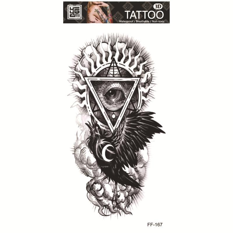 Adesivi per tatuaggi impermeabili Yuanhua - Totem con testa di lupo e disegni di testo arabo