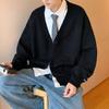 Man Clothes with Pockets Knitted Sweaters for Men Coat Solid Color Plain Jacket Cardigan Icon V Neck Overfit Ugly Korean Fashion