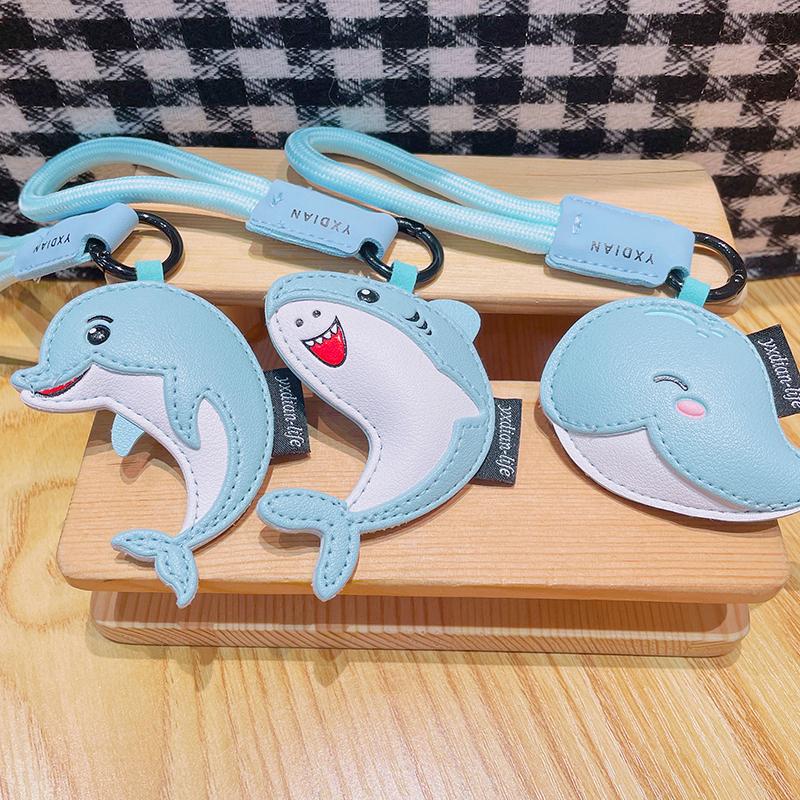 High Quality Blue Dolphin Shark Doll Keyrings Ornament Multipurpose Backpack Pendant With Lanyard Keychain