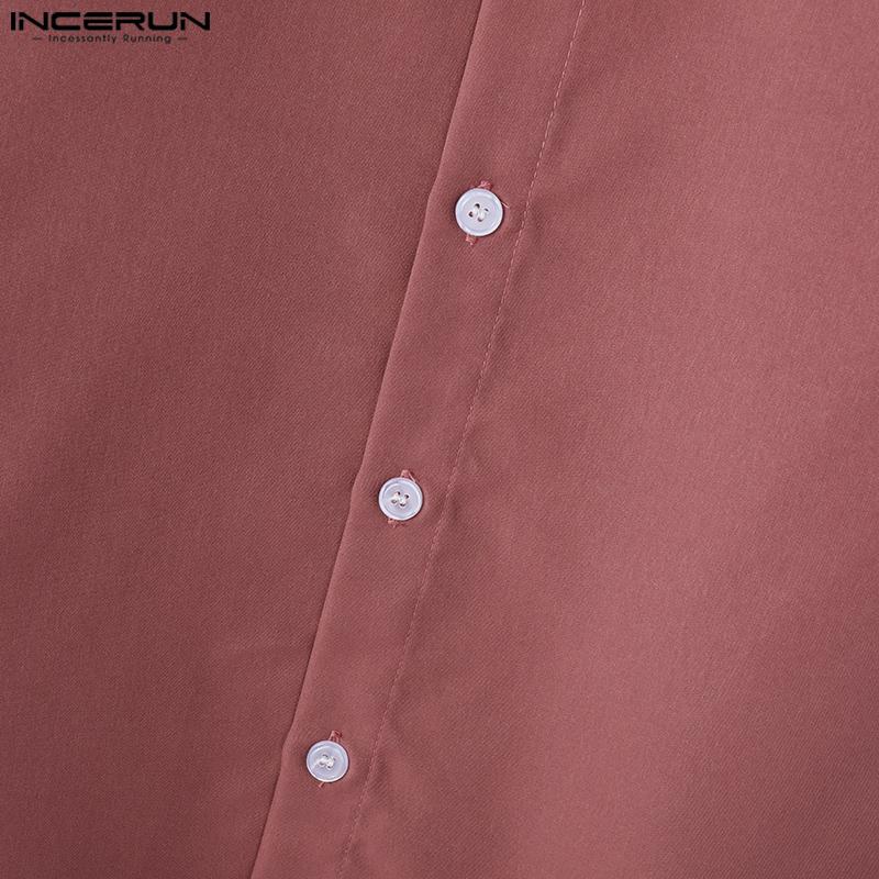 INCERUN Camisas irregulares con botones y mangas largas para hombre, de primavera