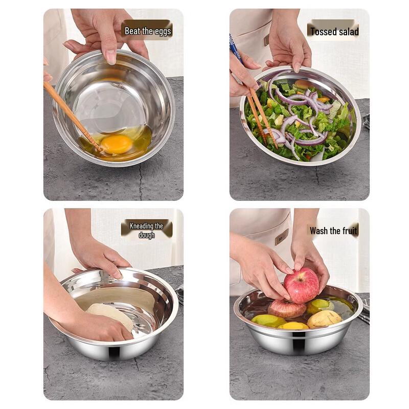 ZISIZ Thickened 304 Stainless Steel Multi-Purpose Bowl Set