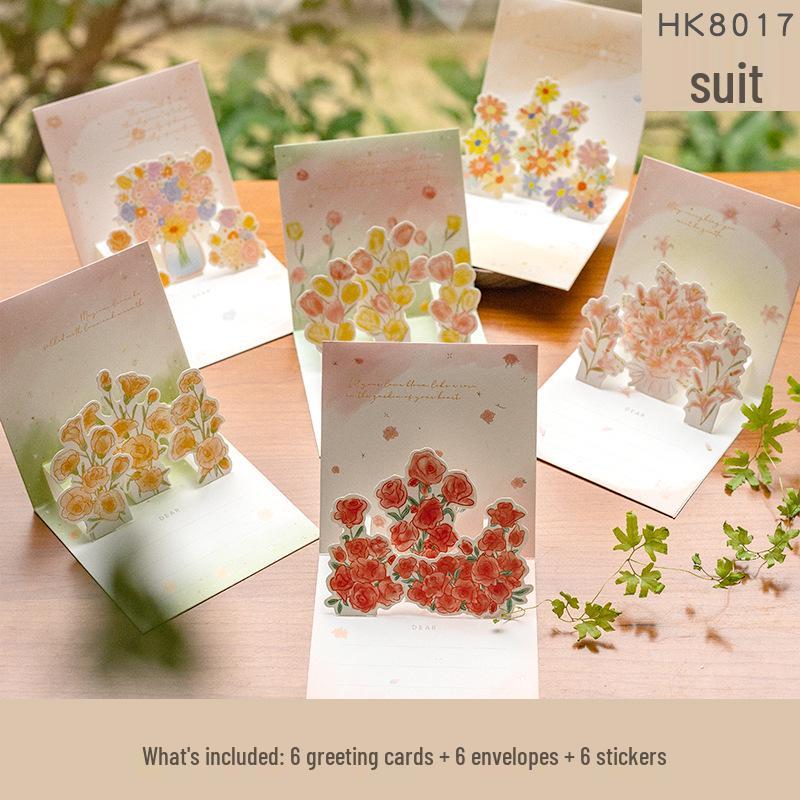 Senyu Ye 3D Floral Greeting Card: Fresh Style Birthday Wishes Thank You Card for Teacher