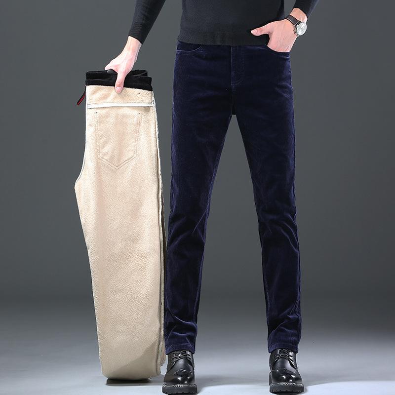 Men's Corduroy Pants Fall Winter Velvet Cotton Skin Friendly Loose Trendy Casual Striped Velvet Trousers Comfortable