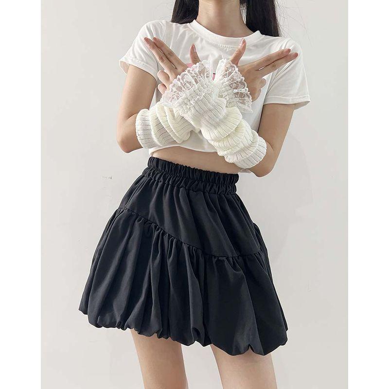 

JK Knitting Lace Oversleeve Long Y2g Gloves Girl Versatile Sleeves Half Finger Wool Sexy Arm Sleeve Student White All yards