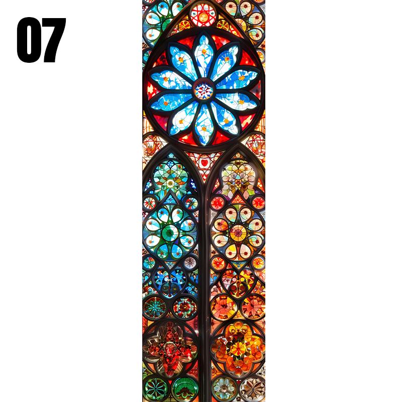 סרט ויטראז' צבעוני לכנסייה בסגנון אירופאי, מדבקת זכוכית וינטג', עיצוב לדלת בית, חדר אמבטיה, סרטי חלון לפרטיות