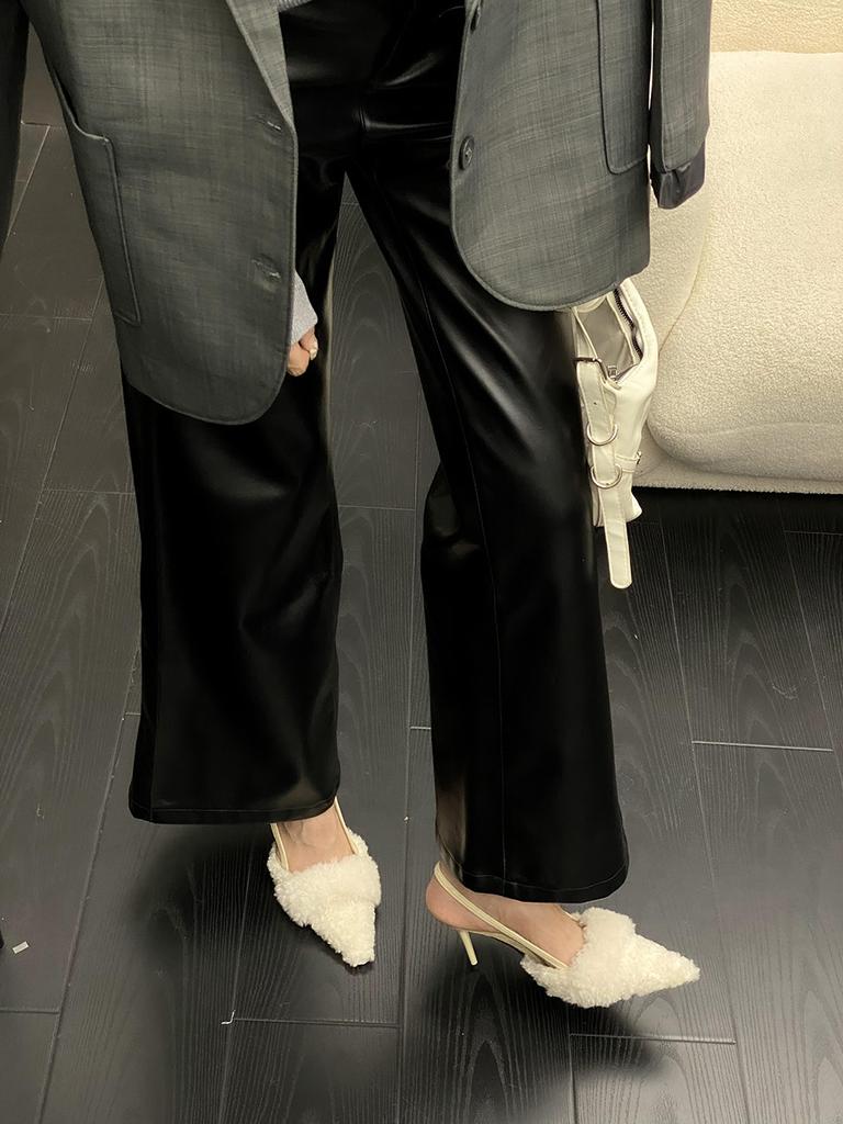 fashion Pointed Toe Women Sandals Summer Dress Shoes Back Strap Fur Fashion Thin High Heels Stiletto Fashion Dress Shoes Woman Size 40