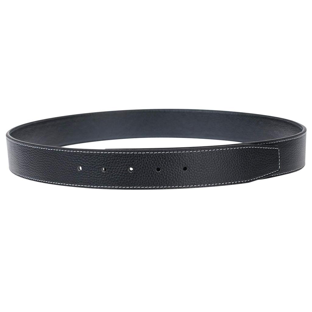 H Full Grain Leather Belt Replacement Belt Strap No Buckle Width 38mm Black [GangTu]
