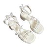 Soft leather version~ bow sandals women's 2025 summer new French summer with skirt super fire thick heel high heels