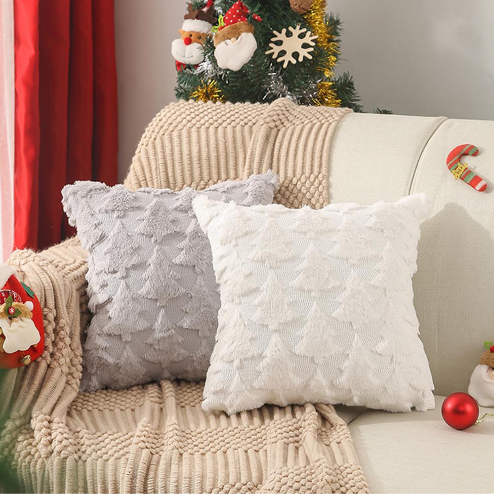 2pcs 45 X 45cm Christmas Tree Pillow Covers for Bedroom Sofa Winter Home Decor