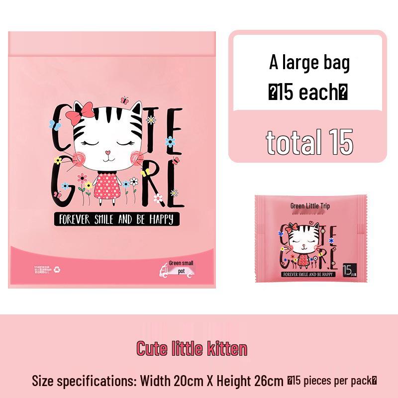 100-Pack Thickened Portable Garbage Bags with Automatic Closure & Cute Print