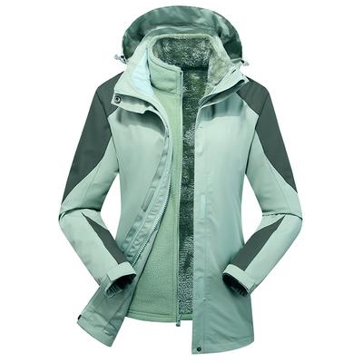 Chaqueta Tres en uno para Exterior Invierno para Mujer Cortavientos e Impermeable Desmontable Chaqueta de Montaña Vellón Coral Espesado