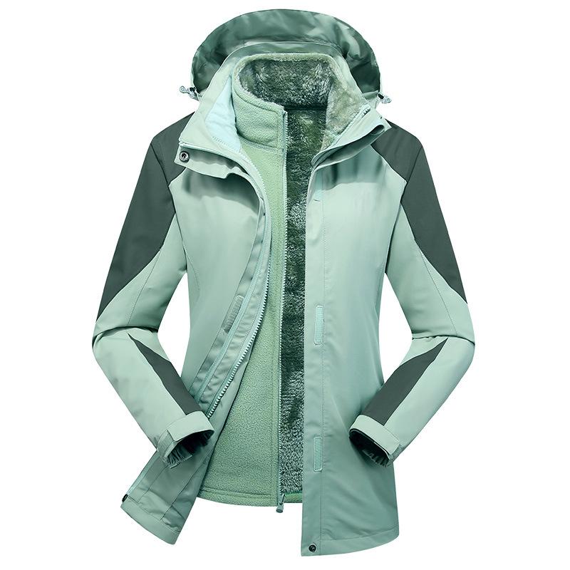 

Jacket Three-in-one Outdoor Winter Women s Jacket Windproof and Waterproof Removable Mountaineering Jacket Thickened Coral Velvet S