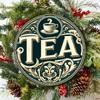 Vintage Style Round Aluminum Tea Sign Wall Art Decor