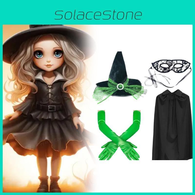 Adult Halloween Witch  Cosplay Costume With Hat Gloves Cloak Party Performance