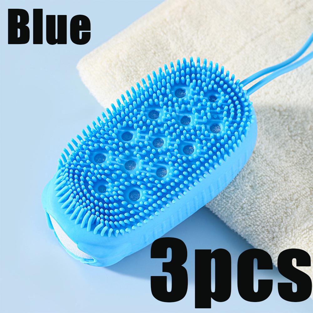 1-3pcs Shower Cleaning Bath Brushes Body Scrubber Silicone Exfoliating Scrub Bath Double-Sided Use Massager Skin Cleaning Tools