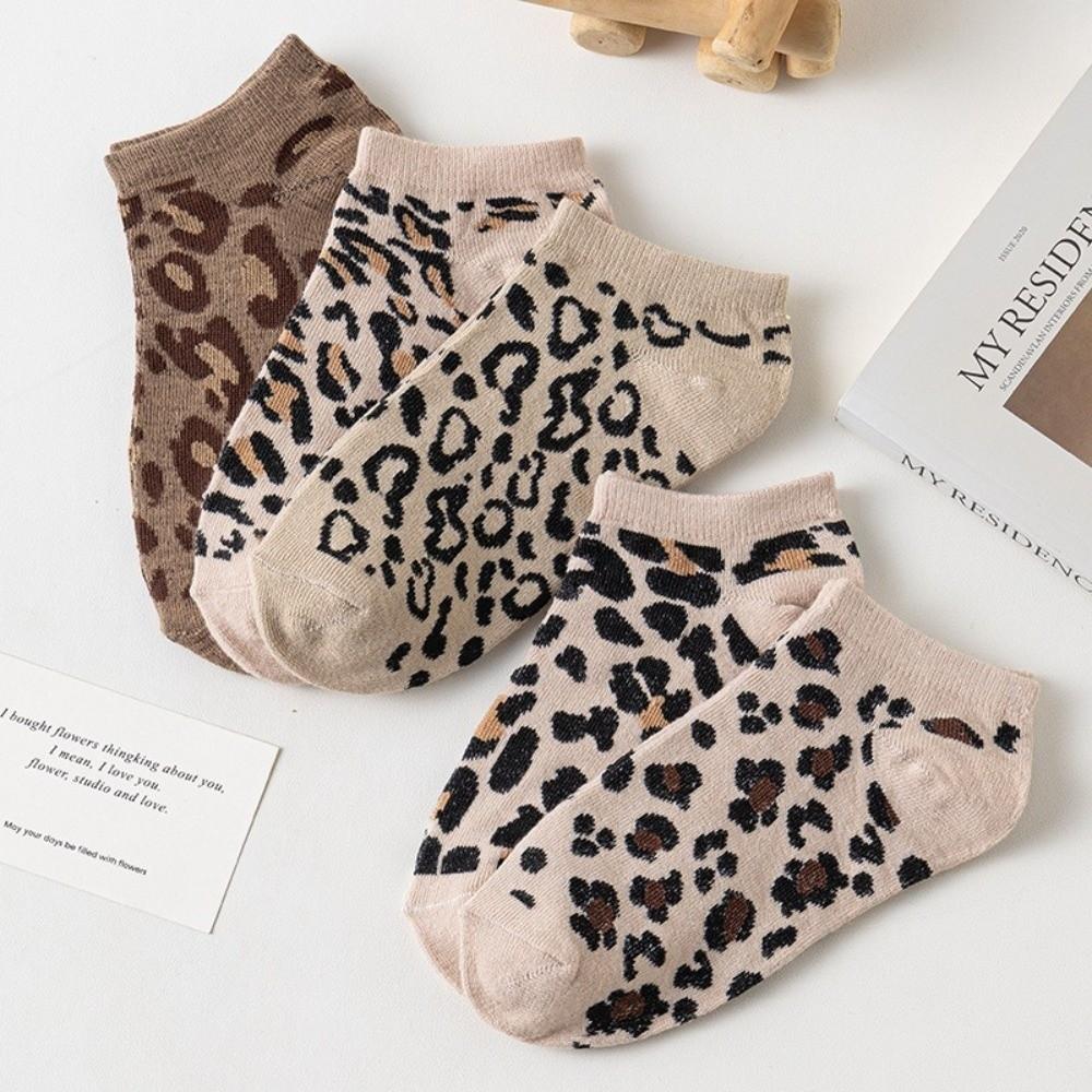 Leopard Print Short Socks Korean Style Low Cut Socks Retro Ankle Socks Sports Wear