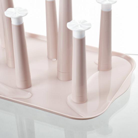 Escurridor de Tazas de Plástico de 6 Ranuras con Bandeja de Goteo Organizador de Encimera Ahorra Espacio para Tazas Vasos Estante de Almacenamiento de Cocina Libre de BPA