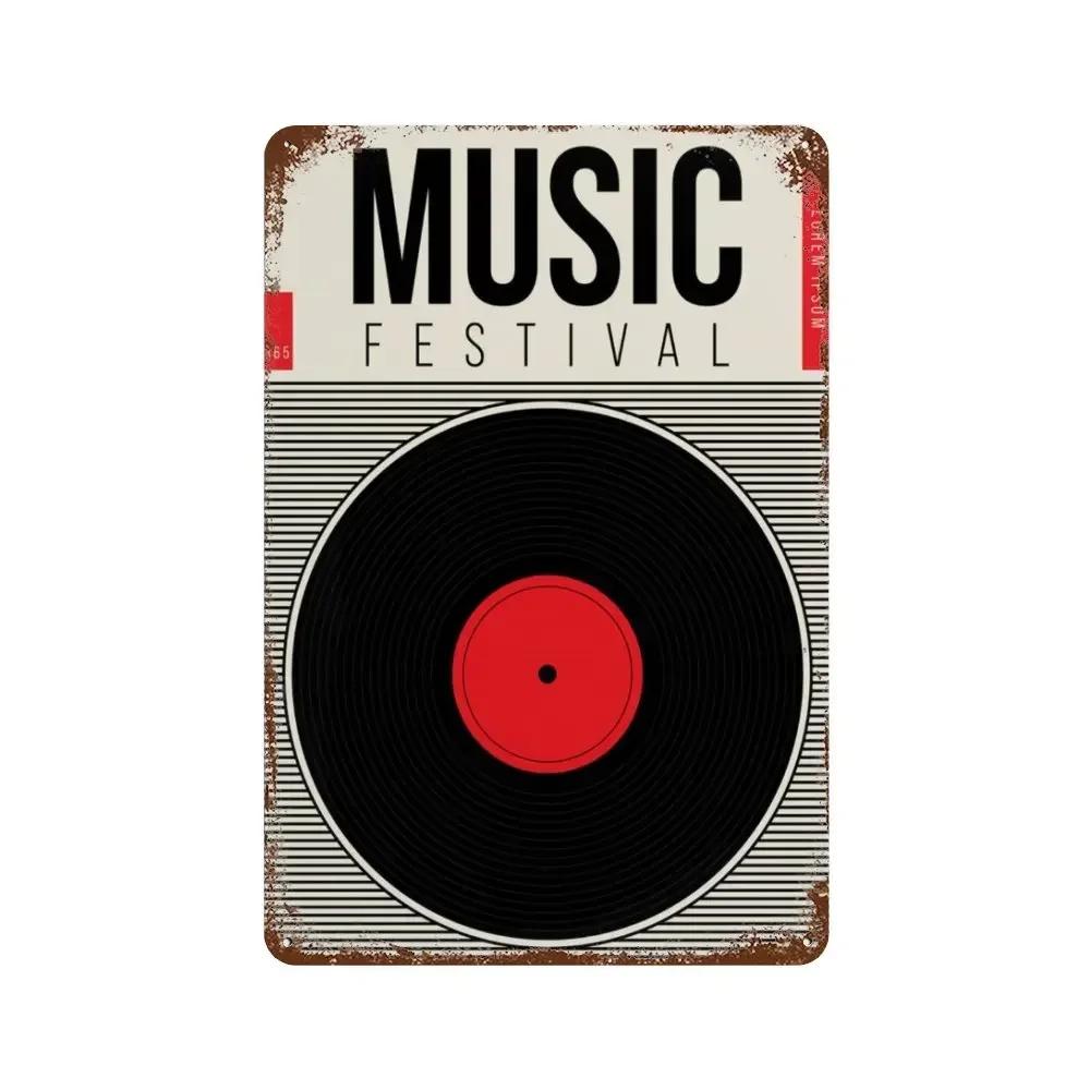 Vintage Rusty Vinyl Records Metal Aluminum Sign Retro Decorative Plate Classic Music Sign Home Studio Bar Man Cave Wall Decor