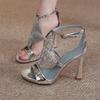 Sexy Women Heels Gold High Heels Sandals Thin Single Strap Metal Stiletto Sandals Silver Heel Shoes Party Evening Wedding Shoes
