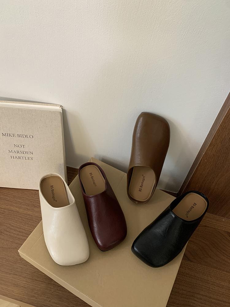 Fashion New 2025 Spring Summer Women Slippers Ladies Square Toe Slip On Ladies Casual Mules Shoes Flat Heel Outdoor Dress Sandal Shoes