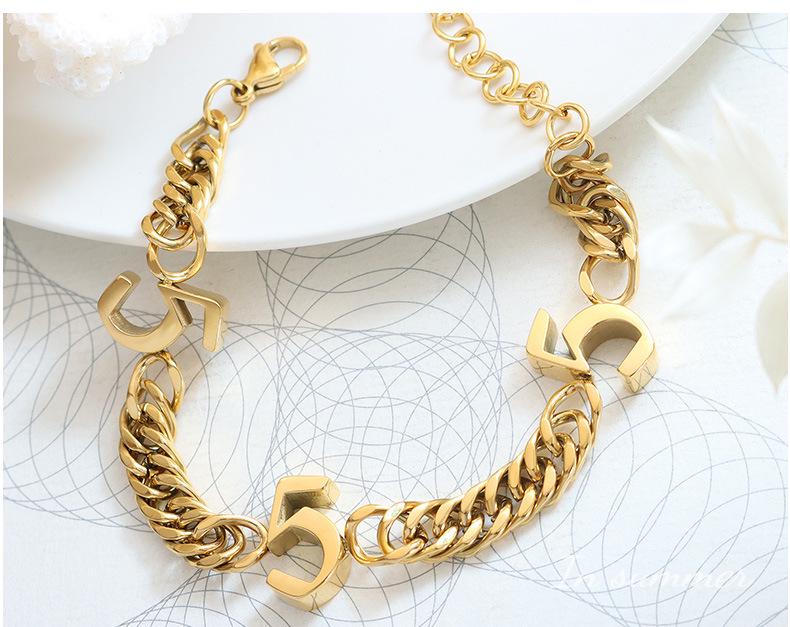 European-American Hip Hop Cuban Link Bracelet - 18K Gold-Plated Titanium Steel, Trendy Statement Jewelry