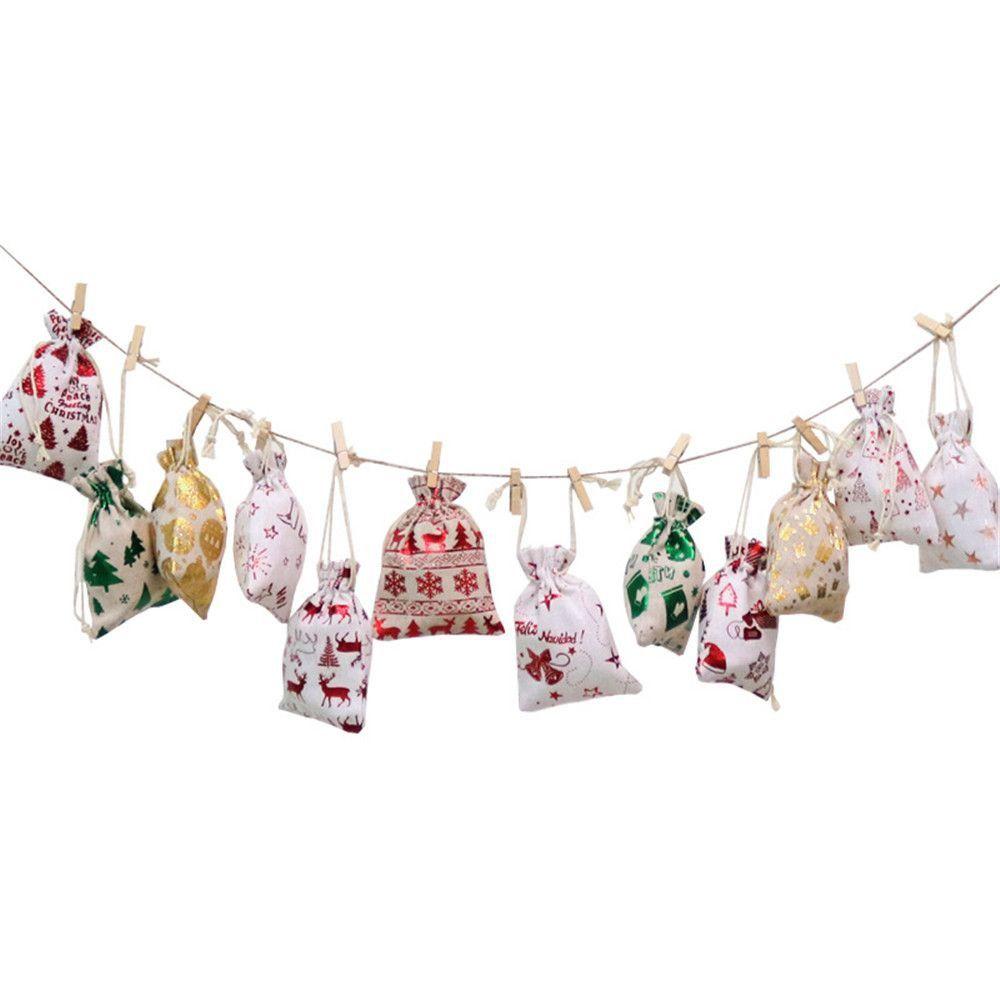 Sack Elk Wedding Favor Food Storage Drawstring Pouch Candy Organizer Merry Christmas Jute Gift Bags