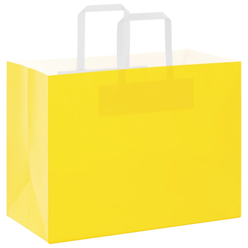 Paper Carrier Bags 50 Pcs with Handles Yellow 32x17x25 Cm