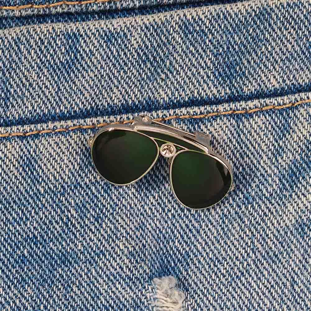 Retro Suit Accessories Sunglasses Shape Enamel Pins Shirt Brooch Collar Pins Badge Glasses Brooch