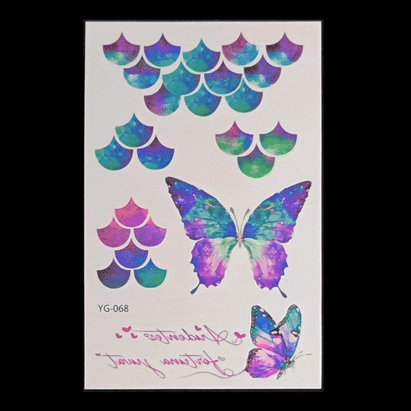 's New Fluorescent Butterfly Tattoo Sticker Music Festival KTV Concert Party Disposable Waterproof