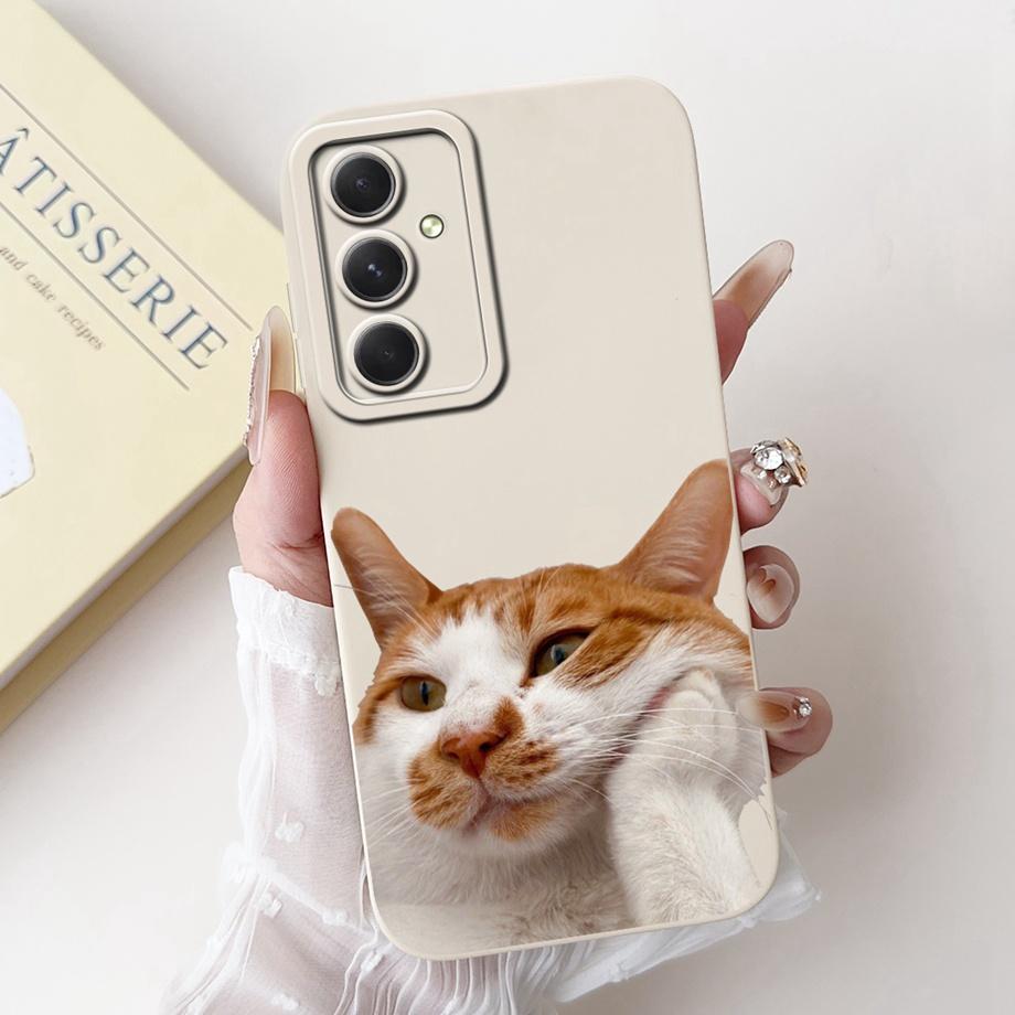 Phone Case For Samsung Galaxy A55 A54 5G Camera Shockproof Soft Liquid Silicone Bumper On Samsung A54 A 55 Funny Animals Meme