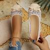 Women Mesh Round Toe Ballet Flats Mary Jane Shoes Lightweight Slip On Casual Footwear with Bow Accent and Low Heel for Daily Wear