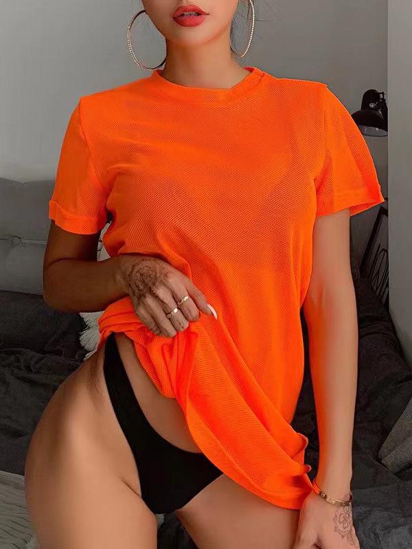 Sexy Fluorescent Mesh Crop Top - European & American Summer Fashion