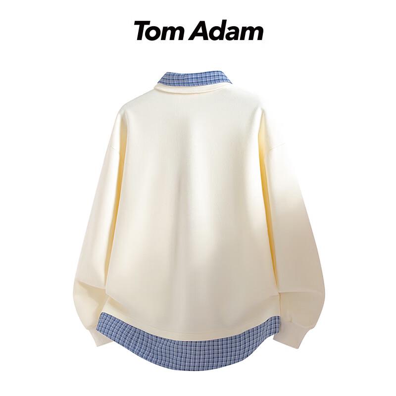 TOM ADAM American Retro Faux Two-Piece Long Sleeve Sweatshirt