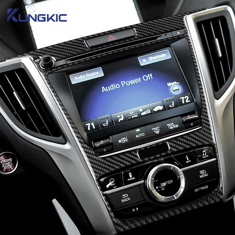 LHD Car Center Console Panel Frame Accessories Real Soft Carbon Fiber Sticker For Acura TLX 2015 2016 2017 2018