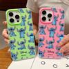 Urocze Kreskówkowe Etui Stitch Modne Etui Na Telefon Dla iPhone 17 AIR 16 15 14 13 12 11 Pro Max Plus Matowe Etui z Wrażeniem Skóry