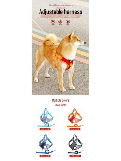 Adjustable Reflective Shiba Inu & Corgi Harness: Anti-Pull Leash Vest for Medium to Large Dogs