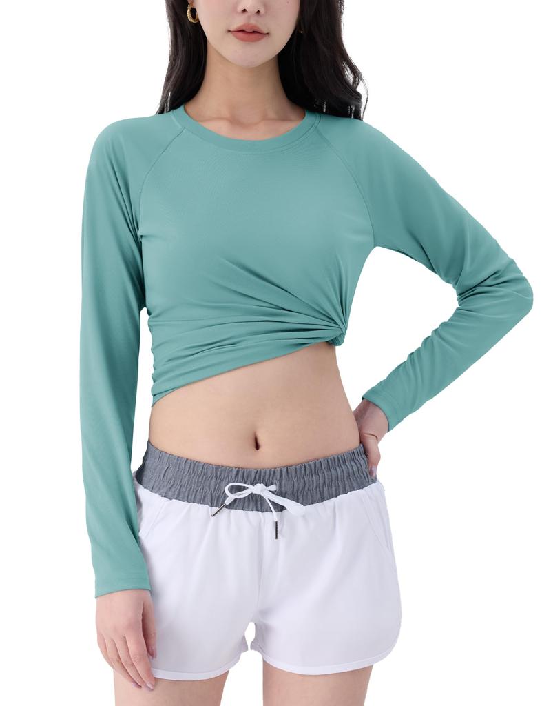 TACVASEN Long Sleeve Yoga Hot Round Plus Solid Size 2XL Women's T-Shirt, Wear, Pilates, Yoga, Neck, Stretch, Layering, Sizes, Color, Quick-Drying,